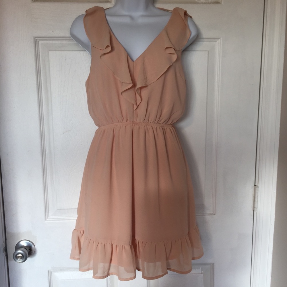 Blush pink ruffle dress
